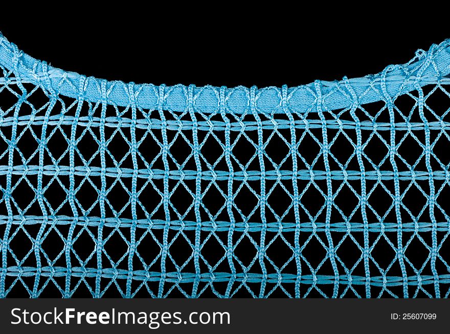 Blue knitting fabric isolated on black background