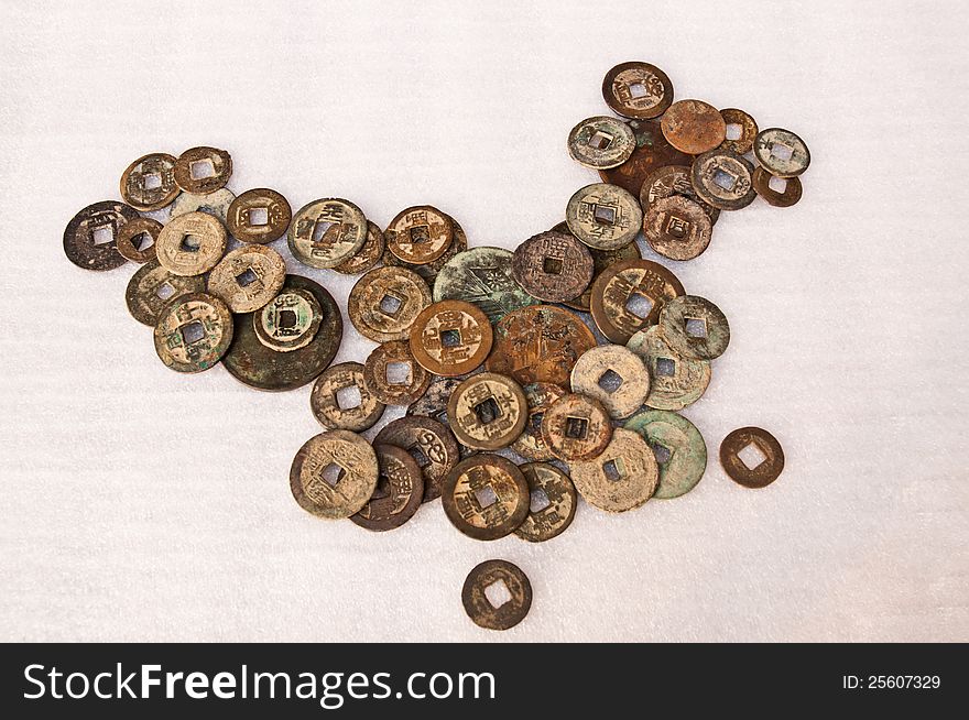 In Chinese ancient COINS of topographic map of China. In Chinese ancient COINS of topographic map of China