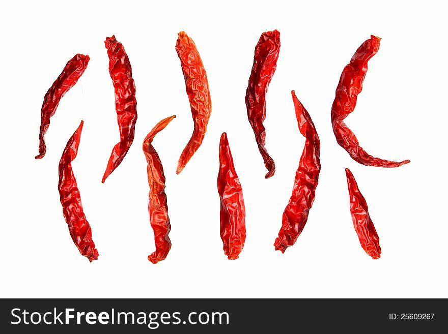 Dry red hot chilli isolated on white. Dry red hot chilli isolated on white