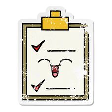 Distressed Sticker Of A Cute Cartoon Check List Royalty Free Stock Photos