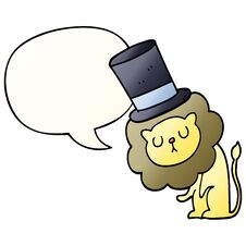 Cute Cartoon Lion Wearing Top Hat And Speech Bubble In Smooth Gradient Style Royalty Free Stock Image