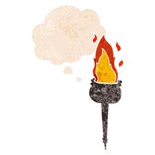 Cartoon Flaming Chalice And Thought Bubble In Retro Textured Style Stock Photos Cartoon Flaming Chalice And Thought Bubble In Retro Textured Style Stock Photos
