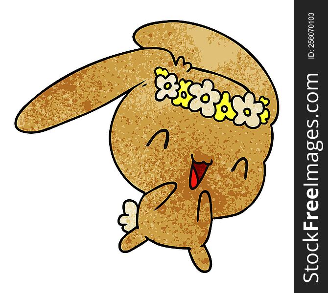textured cartoon illustration kawaii cute furry bunny. textured cartoon illustration kawaii cute furry bunny