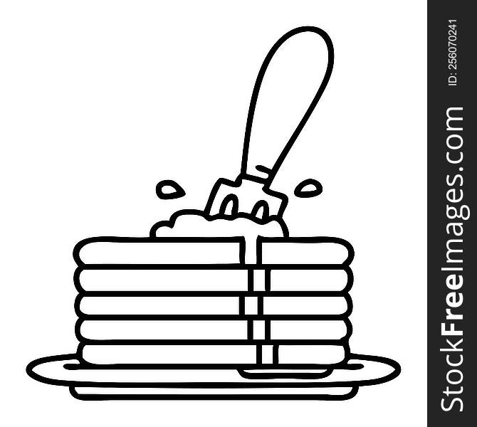 Cartoon Stack Of Pancakes With Butter