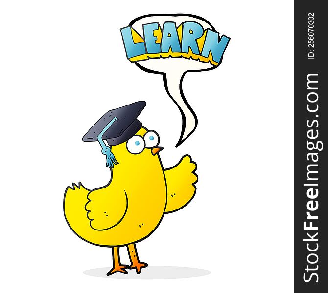 Speech Bubble Cartoon Bird With Learn Text