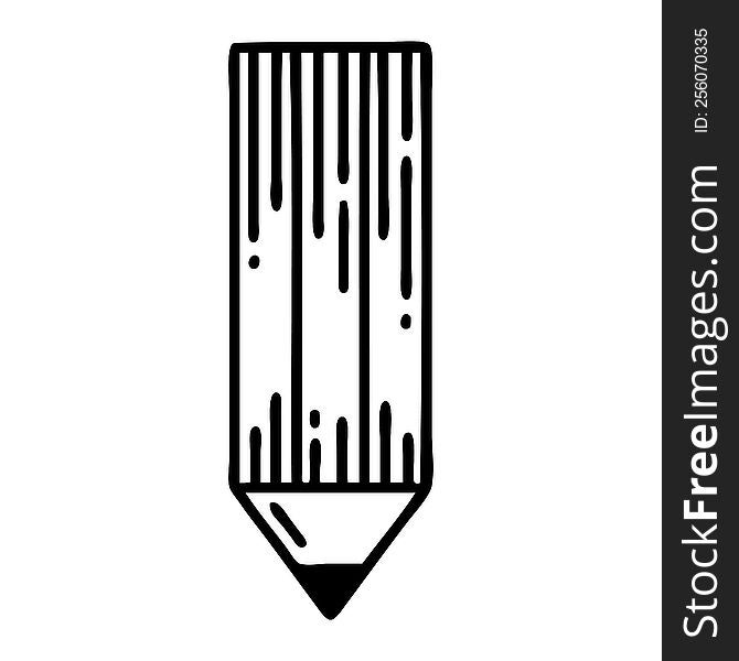 tattoo in black line style of a pencil. tattoo in black line style of a pencil