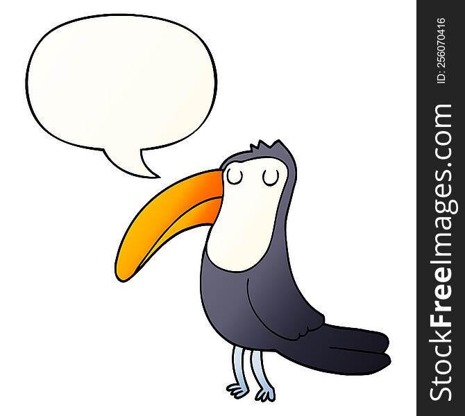 cartoon toucan with speech bubble in smooth gradient style