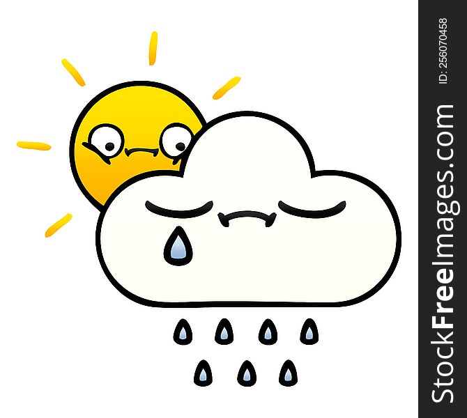 gradient shaded cartoon of a sunshine and rain cloud