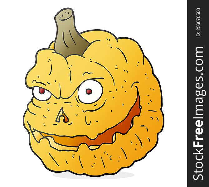 freehand drawn cartoon spooky pumpkin