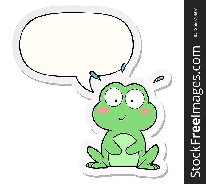 Cute Cartoon Frog And Speech Bubble Sticker