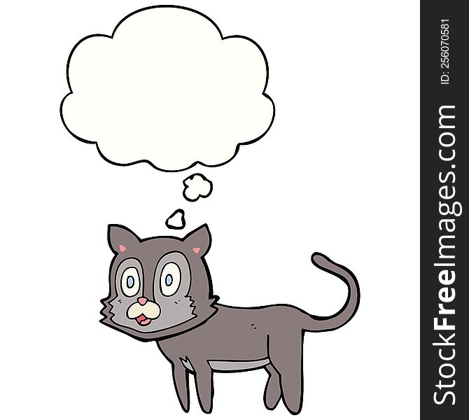 happy cartoon cat with thought bubble. happy cartoon cat with thought bubble
