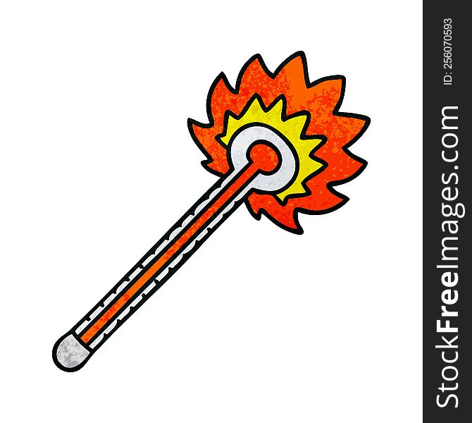 hand drawn quirky cartoon hot thermometer. hand drawn quirky cartoon hot thermometer