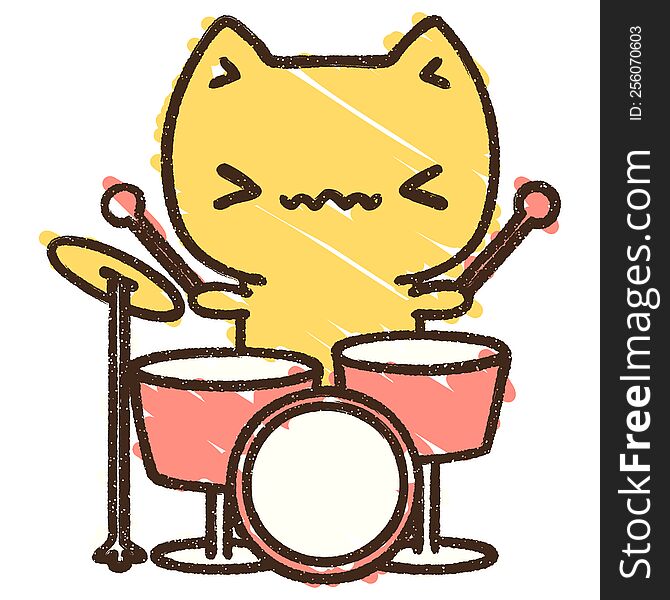 Cat Drummer Chalk Drawing