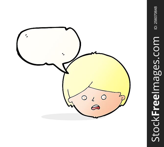 Cartoon Unhappy Boy  With Speech Bubble