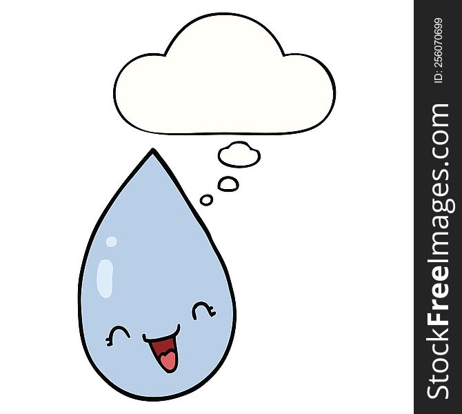 cartoon raindrop with thought bubble. cartoon raindrop with thought bubble