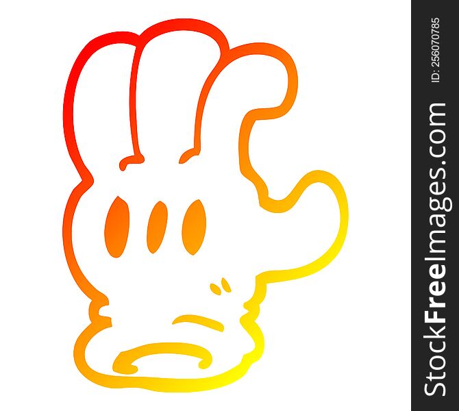 warm gradient line drawing of a cartoon glove hand