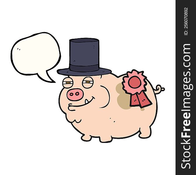Speech Bubble Cartoon Prize Winning Pig
