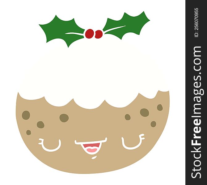 Cute Flat Color Style Cartoon Christmas Pudding