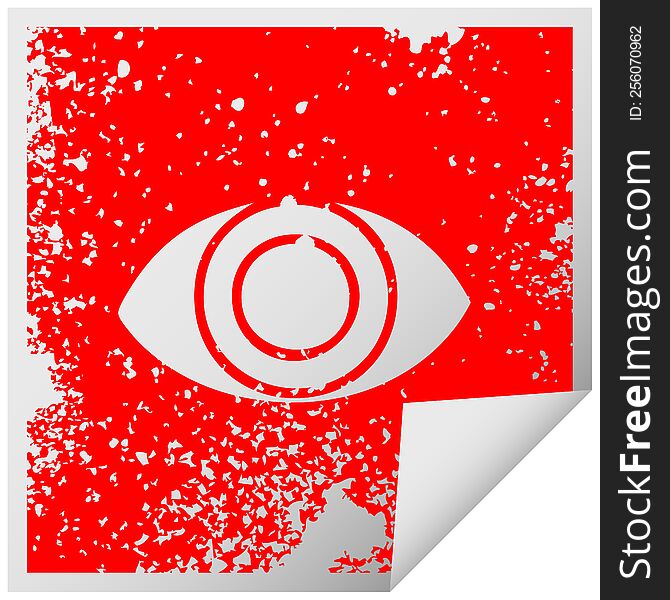 Distressed Square Peeling Sticker Symbol Eye
