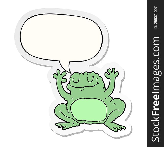 cartoon frog and speech bubble sticker