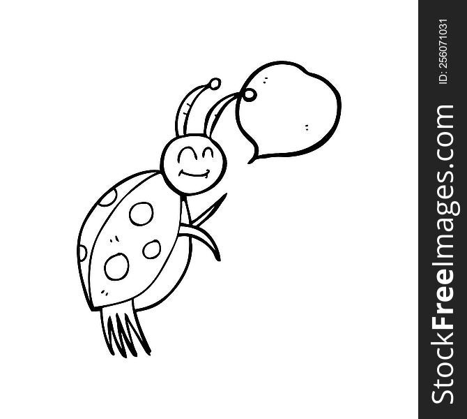 freehand drawn speech bubble cartoon ladybug