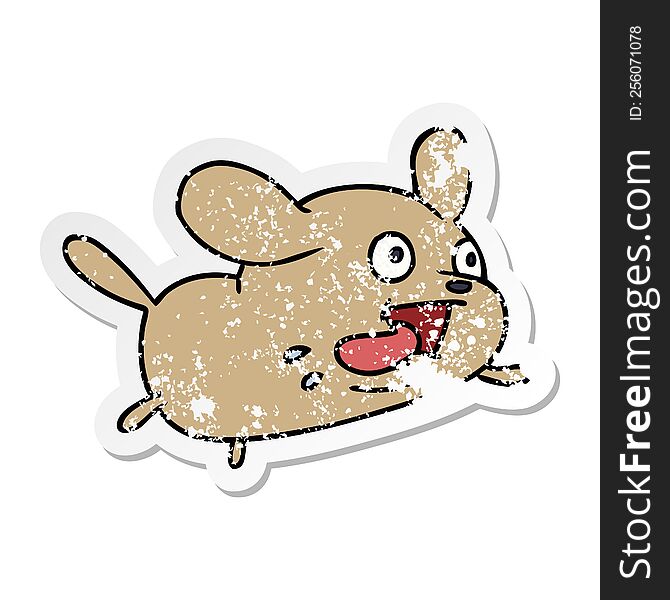 freehand drawn distressed sticker cartoon of cute kawaii dog