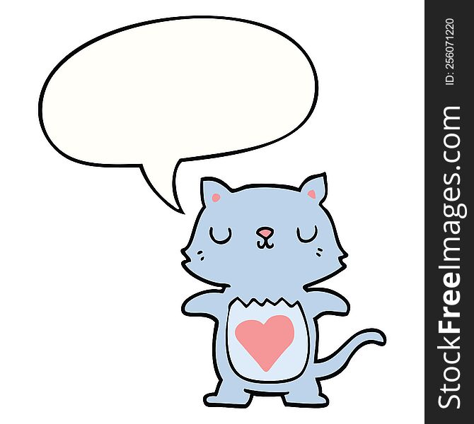 Cute Cartoon Cat And Speech Bubble