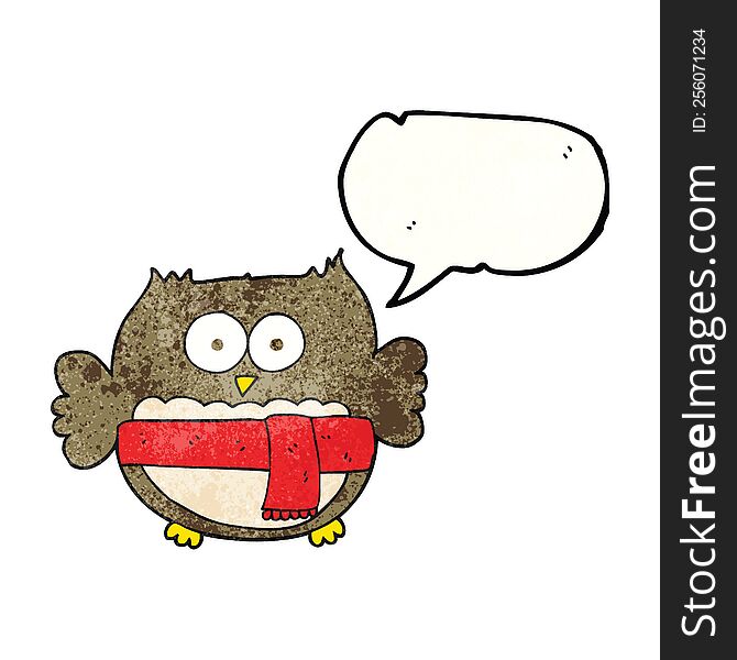 Speech Bubble Textured Cartoon Cute Owl