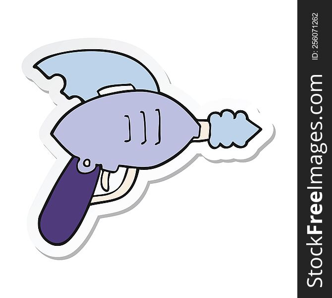 Sticker Of A Cartoon Ray Gun