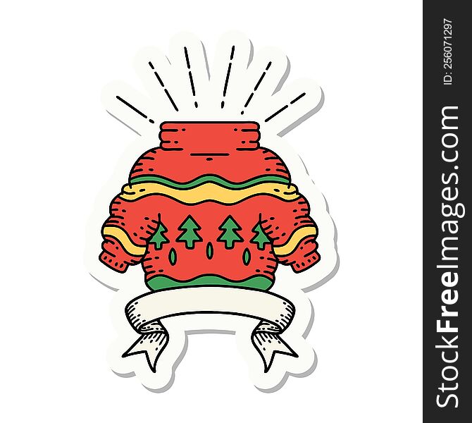 sticker of tattoo style christmas jumper