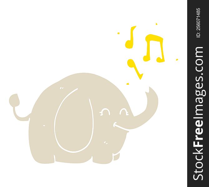 Flat Color Style Cartoon Trumpeting Elephant