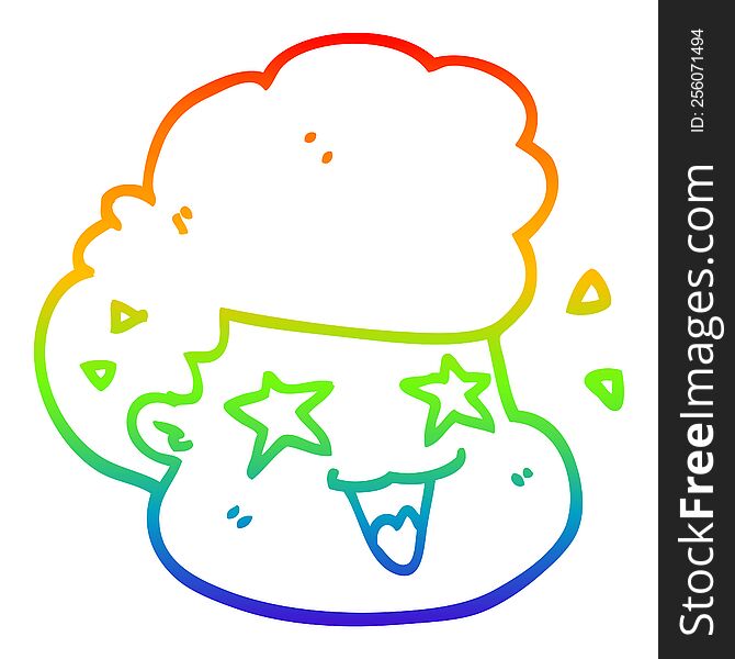 Rainbow Gradient Line Drawing Cartoon Excited Boy
