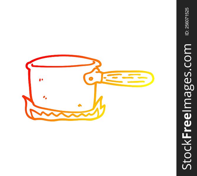 warm gradient line drawing of a cartoon cooking pan