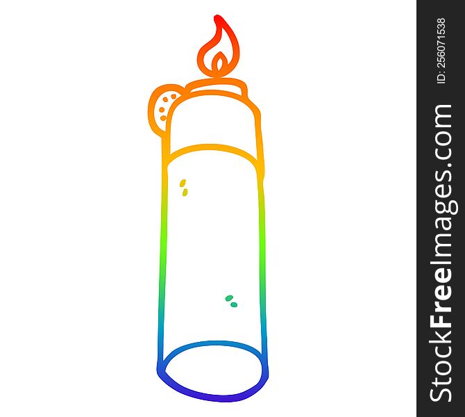 rainbow gradient line drawing of a cartoon cigarette lighter