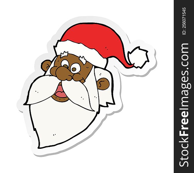 sticker of a cartoon jolly santa claus face