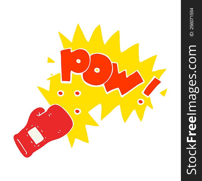 Flat Color Illustration Of A Cartoon Boxing Glove Punch