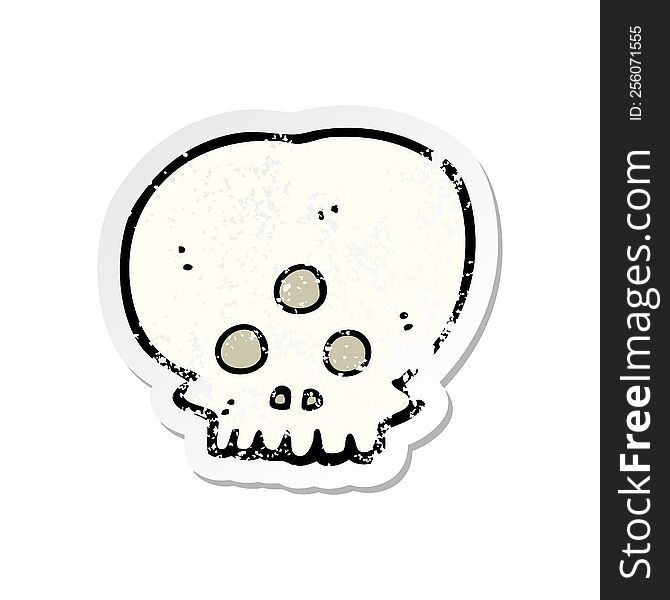 Retro Distressed Sticker Of A Cartoon Mystic Skull