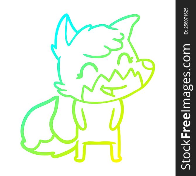 Cold Gradient Line Drawing Happy Cartoon Fox