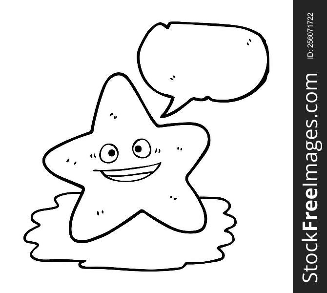 freehand drawn speech bubble cartoon starfish
