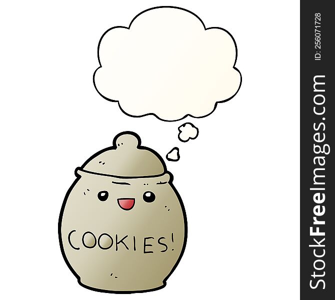 cute cartoon cookie jar with thought bubble in smooth gradient style