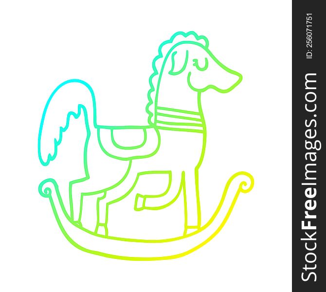 cold gradient line drawing of a cartoon rocking horse