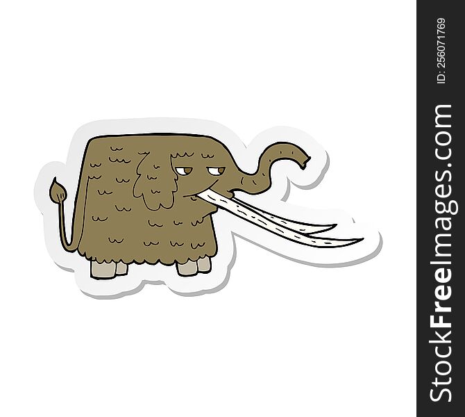 Sticker Of A Cartoon Woolly Mammoth