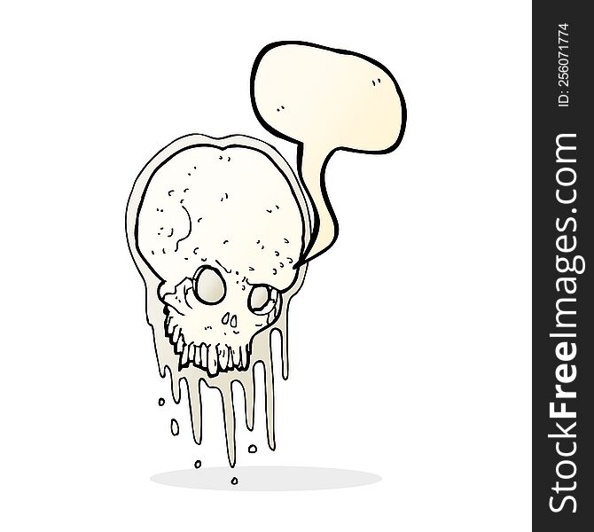 cartoon scary skull with speech bubble