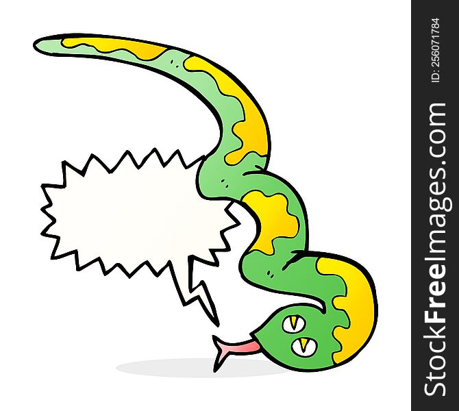 Cartoon Hissing Snake With Speech Bubble
