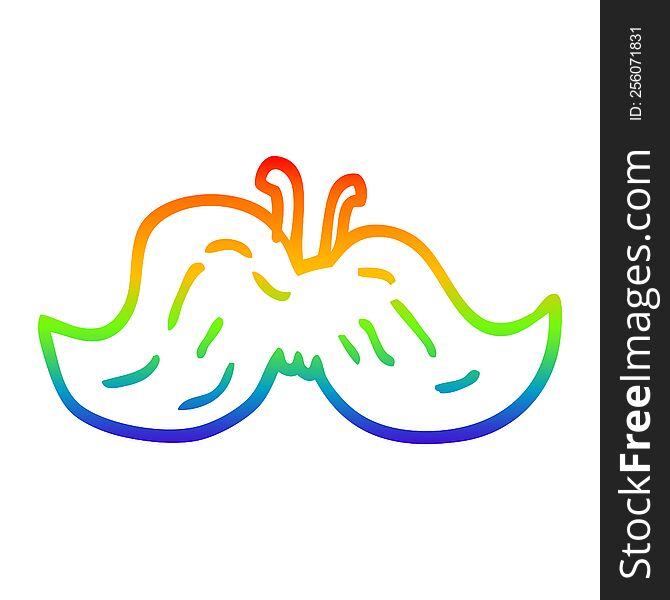 rainbow gradient line drawing of a cartoon mustache