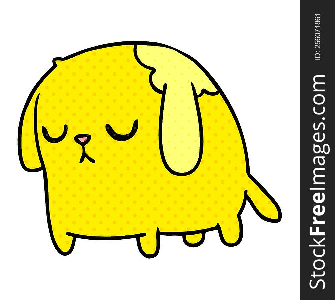 freehand drawn cartoon of cute sad kawaii dog