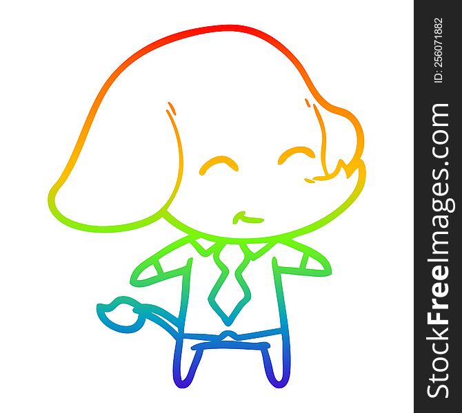 Rainbow Gradient Line Drawing Cute Cartoon Boss Elephant