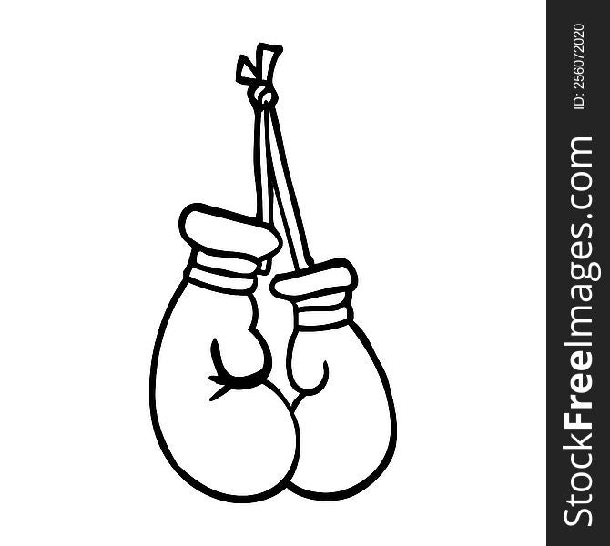 line drawing cartoon boxing gloves