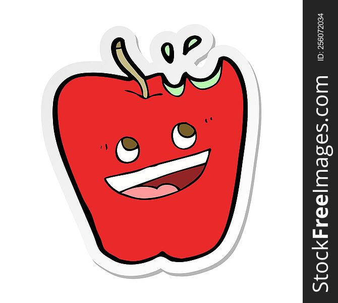 sticker of a happy apple cartoon