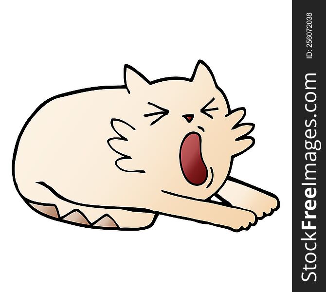 vector gradient illustration cartoon yawning cat